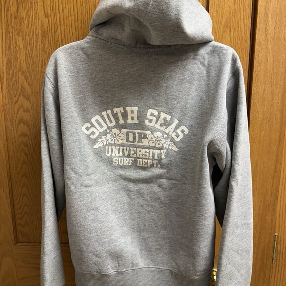 Vintage 1980's Ocean Pacific Gray Zip Front Hoodie Sweatshirt - Large - Picture 3 of 5